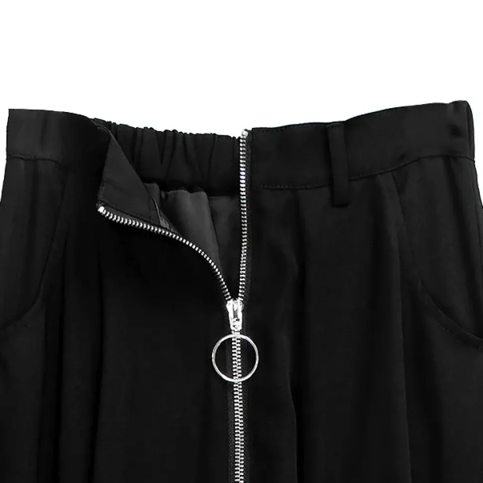 LISTEN FLAVOR Center Zip Strap Maxi Skirt Black