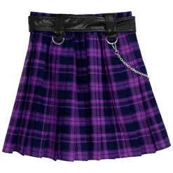 LISTEN FLAVOR Chain Belt Pleated Skirt
