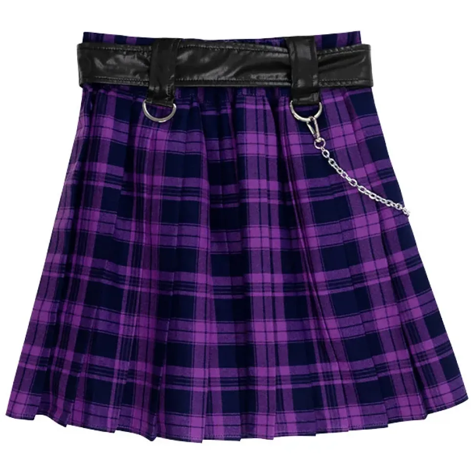 LISTEN FLAVOR Chain Belt Pleated Skirt