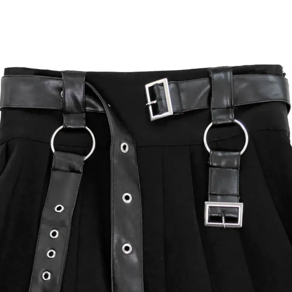 LISTEN FLAVOR Chain Belt Pleated Skirt
