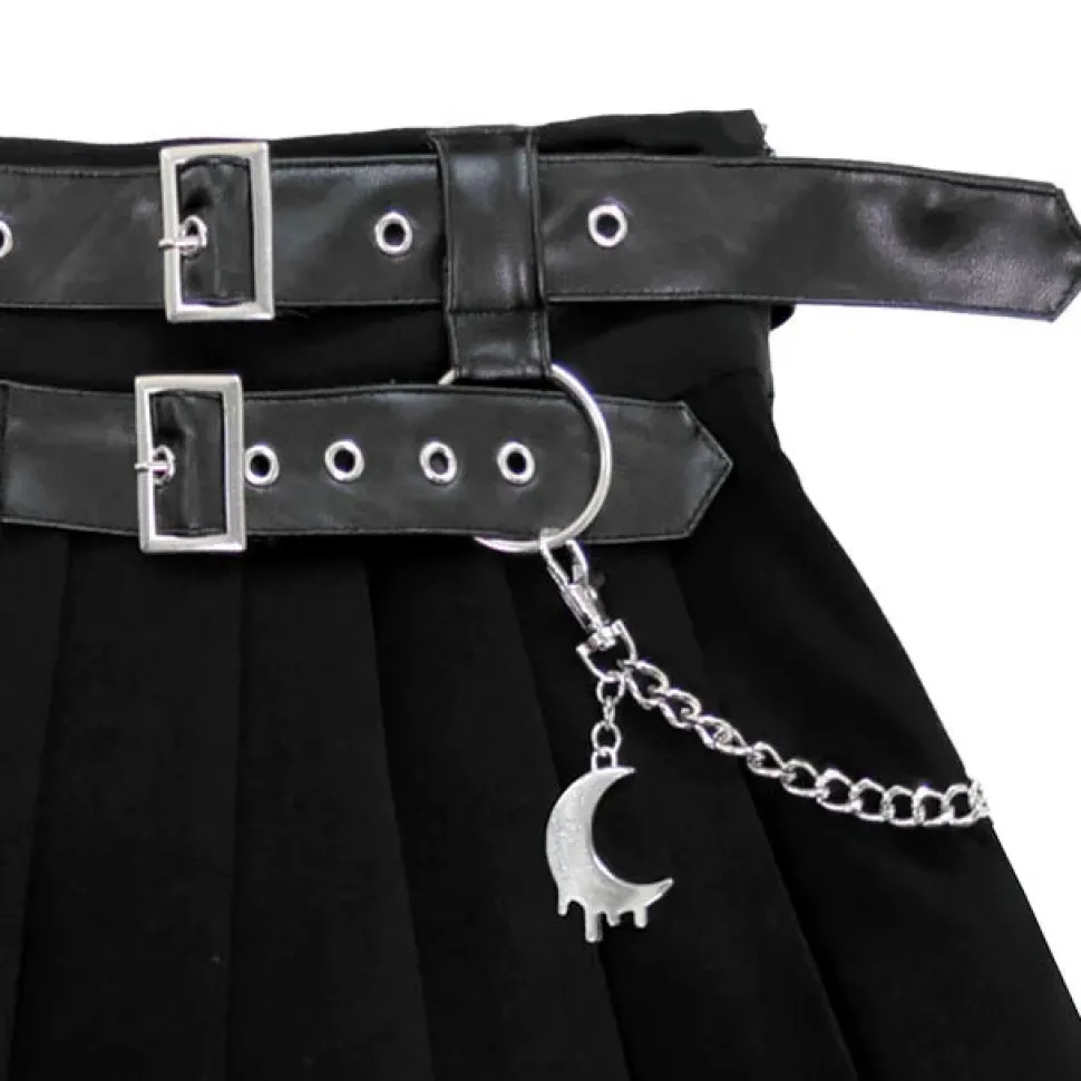 LISTEN FLAVOR Chain Belt Pleated Skirt