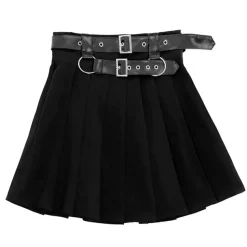LISTEN FLAVOR Chain Belt Pleated Skirt
