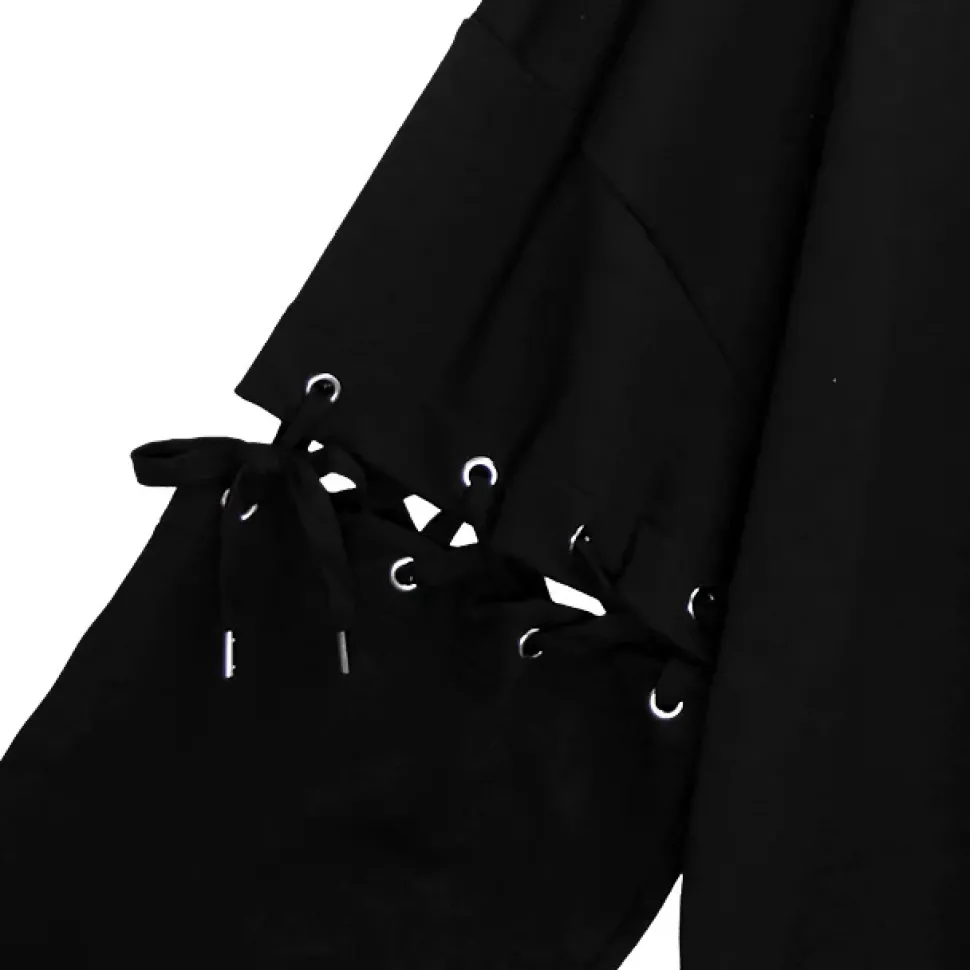 LISTEN FLAVOR Chandelier Lace-Up Sleeve Hoodie