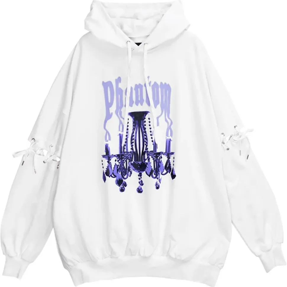LISTEN FLAVOR Chandelier Lace-Up Sleeve Hoodie