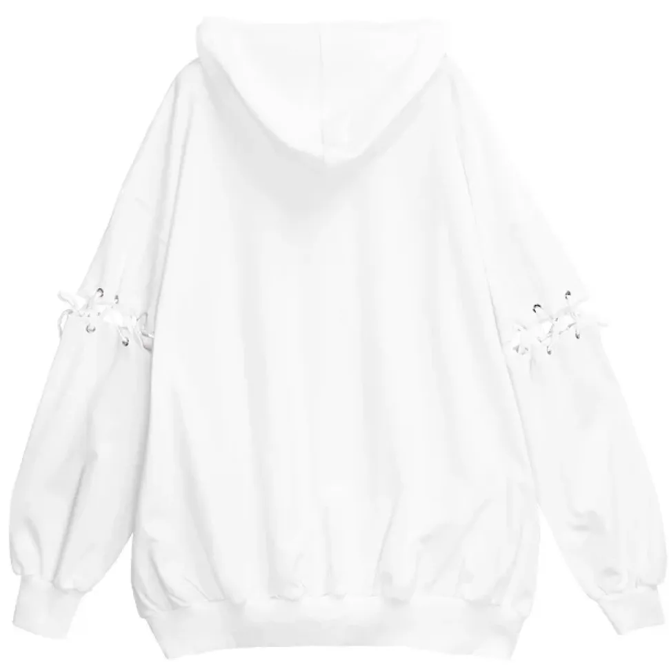 LISTEN FLAVOR Chandelier Lace-Up Sleeve Hoodie