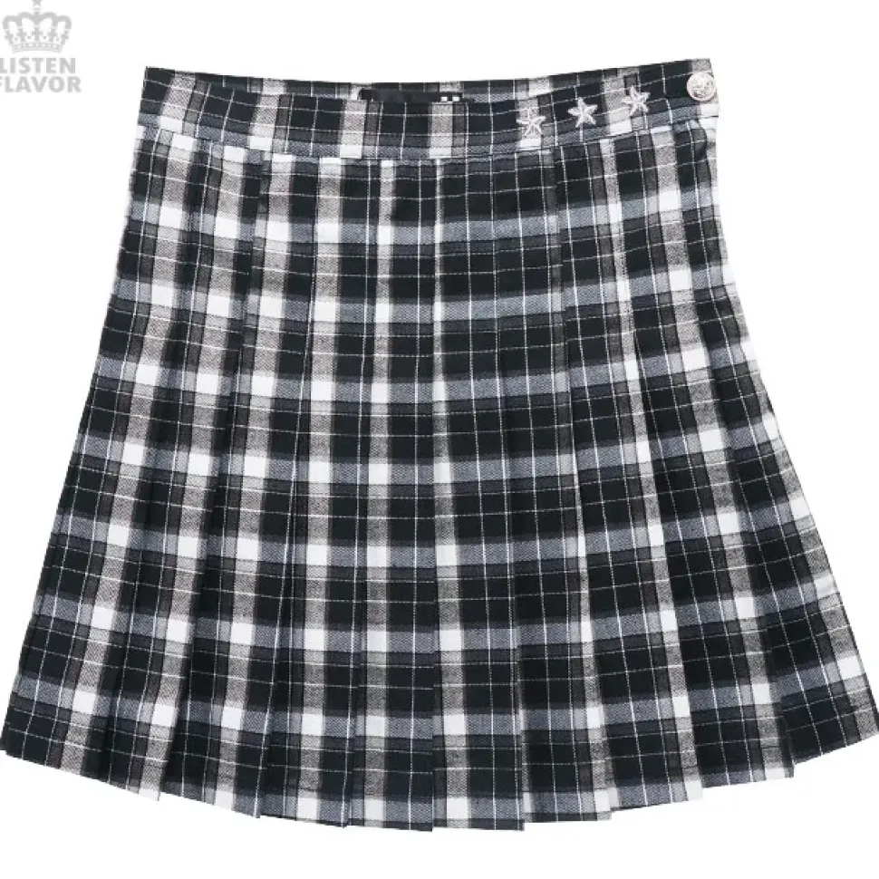 LISTEN FLAVOR Check Pleated Skirt