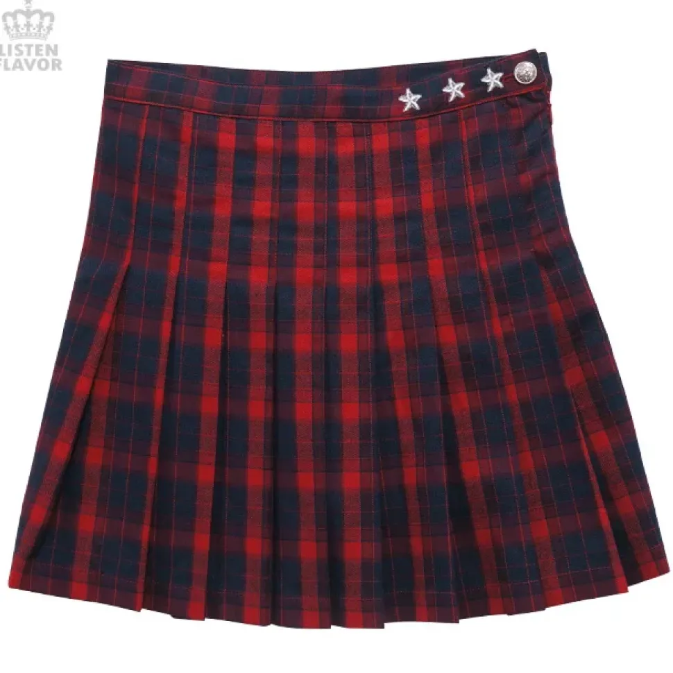 LISTEN FLAVOR Check Pleated Skirt