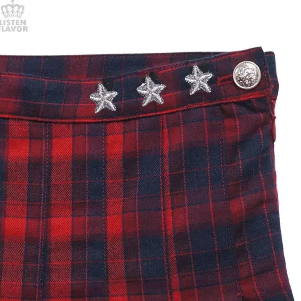 LISTEN FLAVOR Check Pleated Skirt