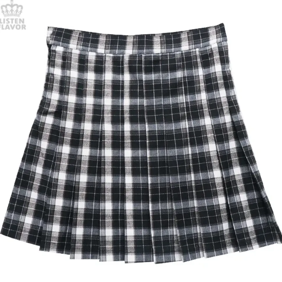 LISTEN FLAVOR Check Pleated Skirt