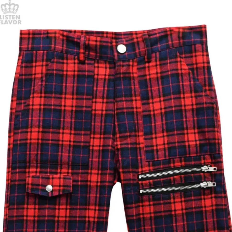 LISTEN FLAVOR Checkered Convertible Bondage Pants