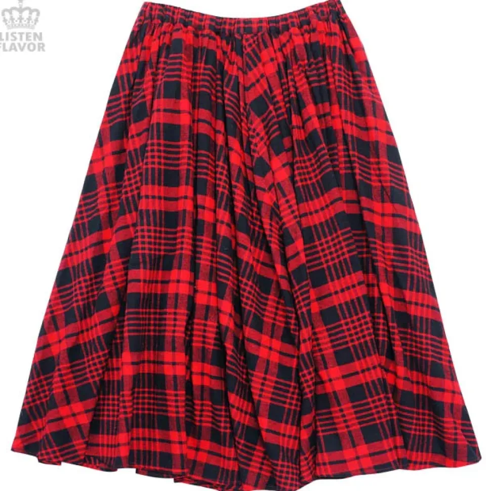 LISTEN FLAVOR Checkered Maxi Skirt