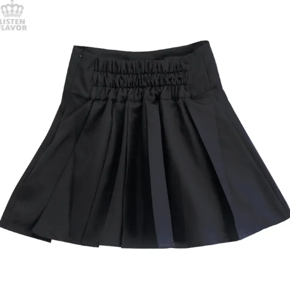 LISTEN FLAVOR Cherry Lace-Up Pleated Skirt