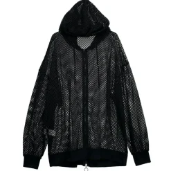 LISTEN FLAVOR Cool Mesh Zip Hoodie Black