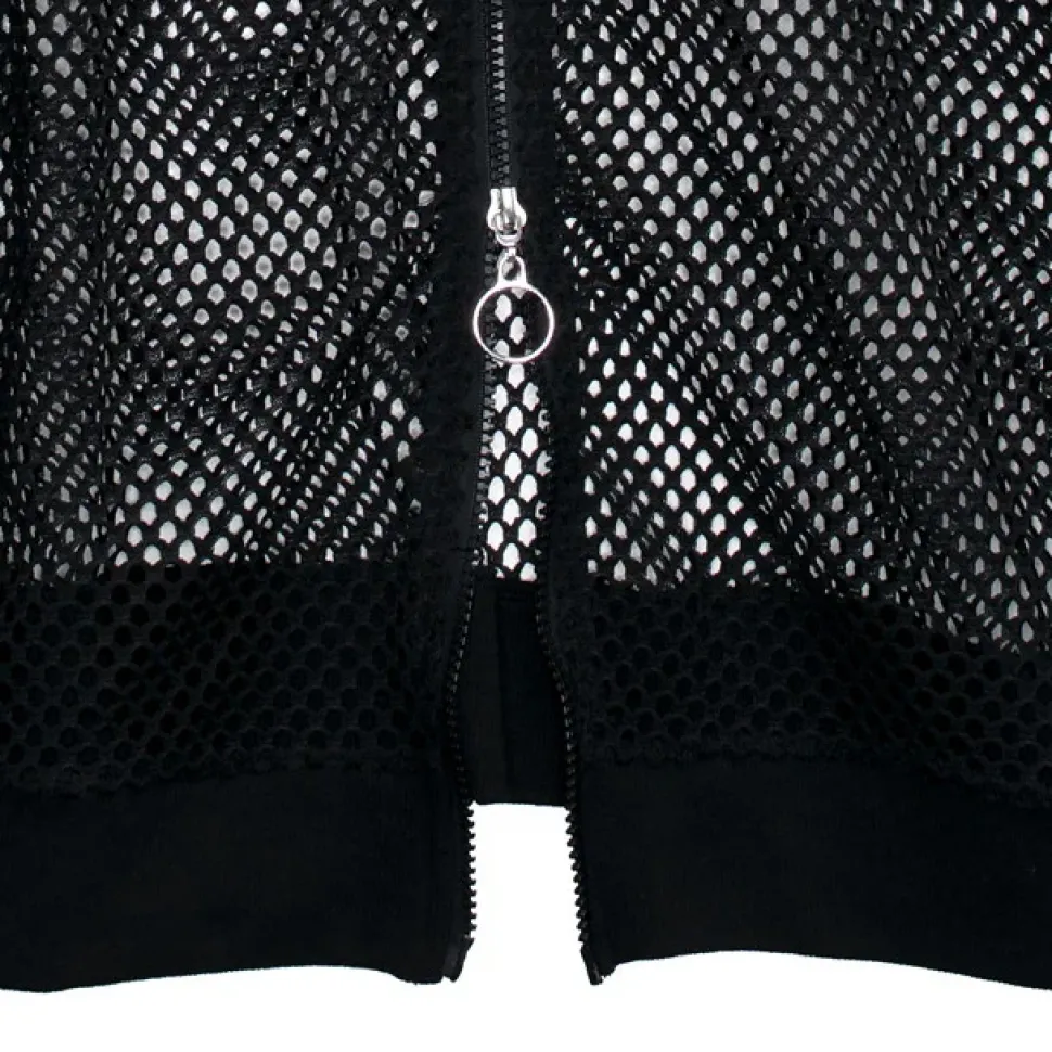 LISTEN FLAVOR Cool Mesh Zip Hoodie Black