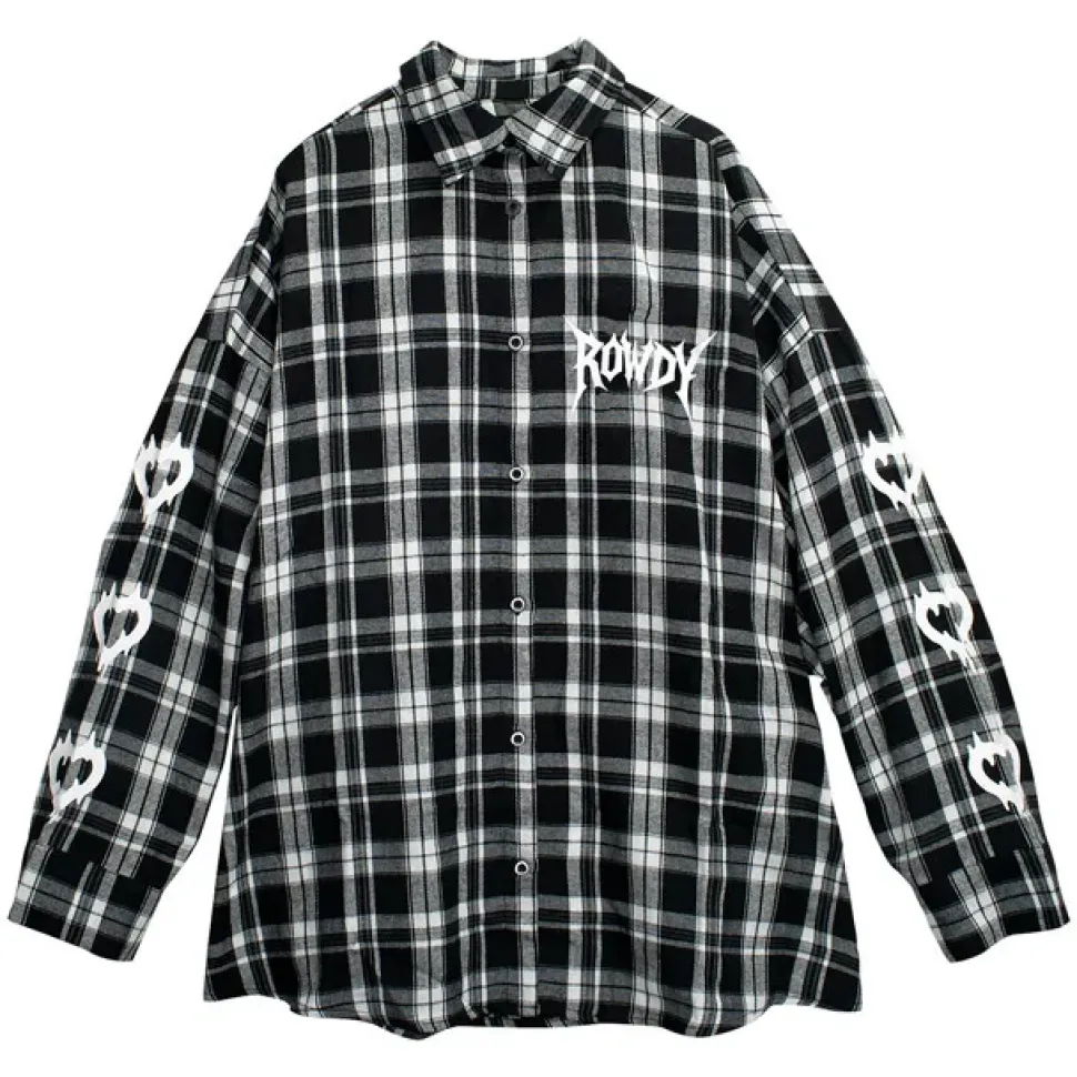LISTEN FLAVOR Crazy Bear Checkered Shirt