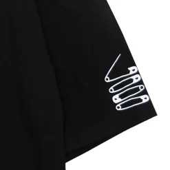 LISTEN FLAVOR Cross Safety Pin Lace-Up Asymmetrical Top