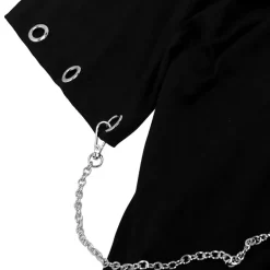LISTEN FLAVOR Cutting Through Heart Eyelet Chain Top