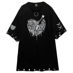 LISTEN FLAVOR Cutting Through Heart Eyelet Chain Top