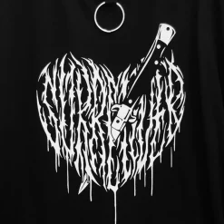 LISTEN FLAVOR Cutting Through Heart Eyelet Chain Top