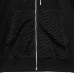 LISTEN FLAVOR Cutting Through Heart Switching Mesh Zip Hoodie Black