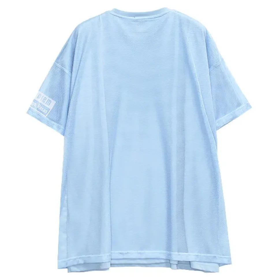 LISTEN FLAVOR Cyber Skull Mesh Layer T-Shirt