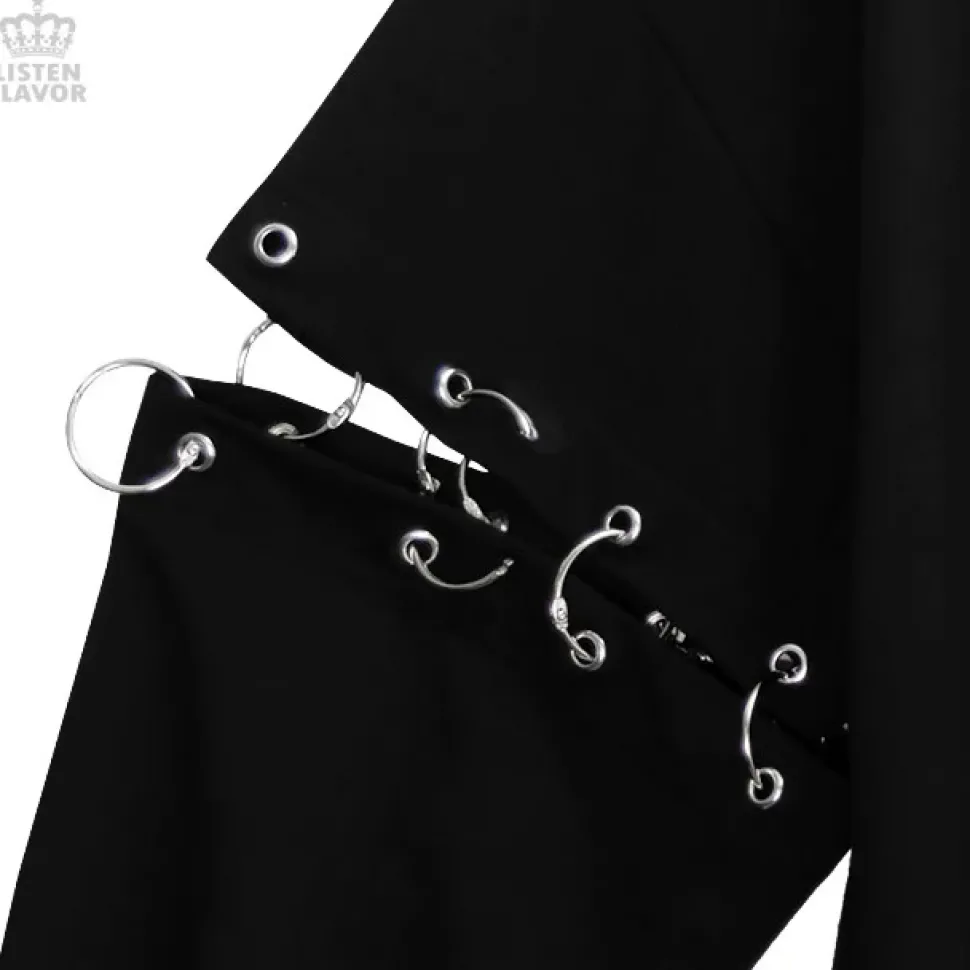 LISTEN FLAVOR Dangerous Gas Mask Bear Ring Sleeve Hoodie