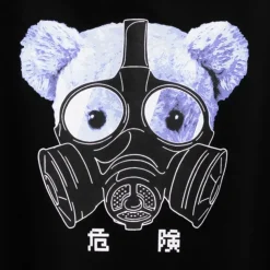 LISTEN FLAVOR Dangerous Gas Mask Bear Ring Sleeve Hoodie