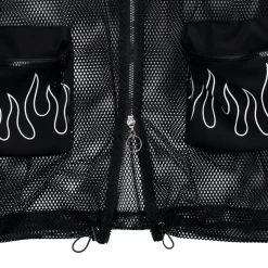 LISTEN FLAVOR Dangerous Heart Sleeve Line Mesh Zip Hoodie Black