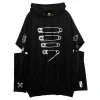 LISTEN FLAVOR Dangerous Safety Pin Separate Sleeve Hoodie