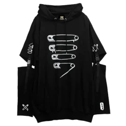 LISTEN FLAVOR Dangerous Safety Pin Separate Sleeve Hoodie