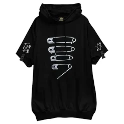 LISTEN FLAVOR Dangerous Safety Pin Separate Sleeve Hoodie