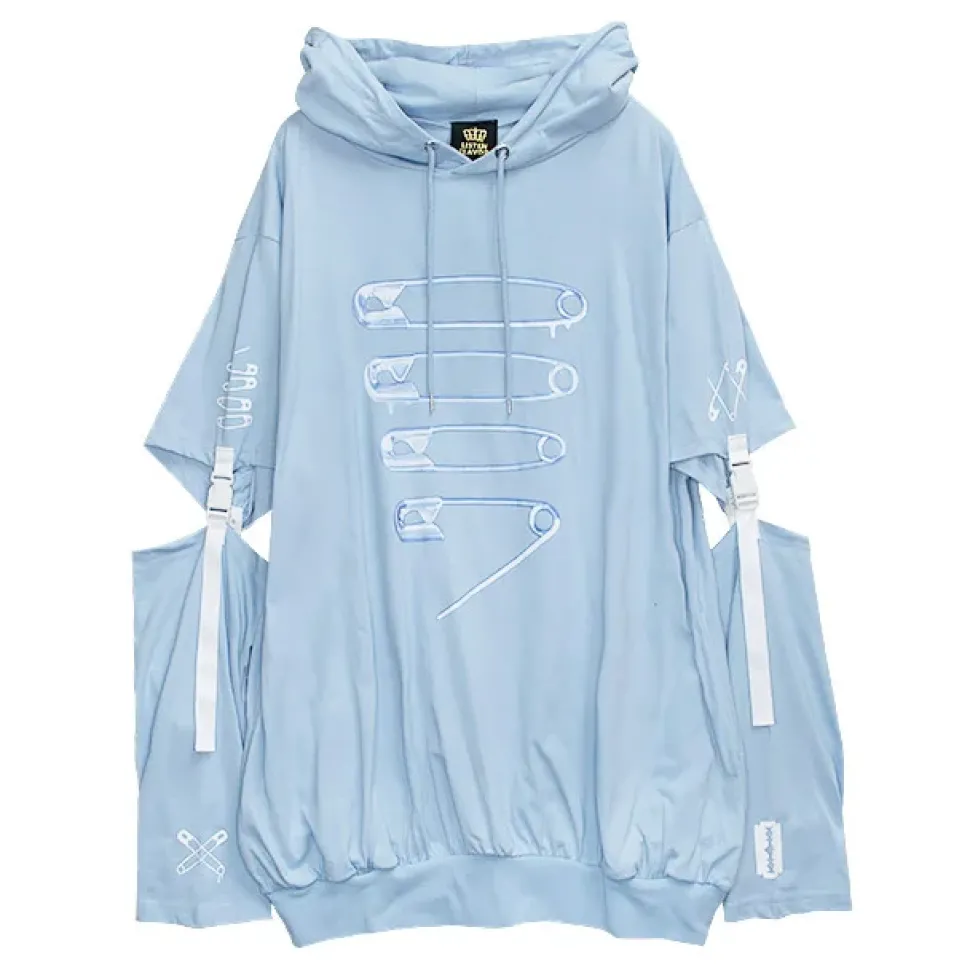 LISTEN FLAVOR Dangerous Safety Pin Separate Sleeve Hoodie