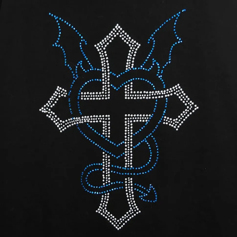 LISTEN FLAVOR Dark Cross Studded Hoodie