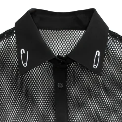 LISTEN FLAVOR Dark Metal Heart Mesh Shirt Black