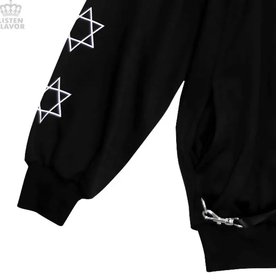 LISTEN FLAVOR Devil Bear Shoulder Zip Big Pullover w/ Straps