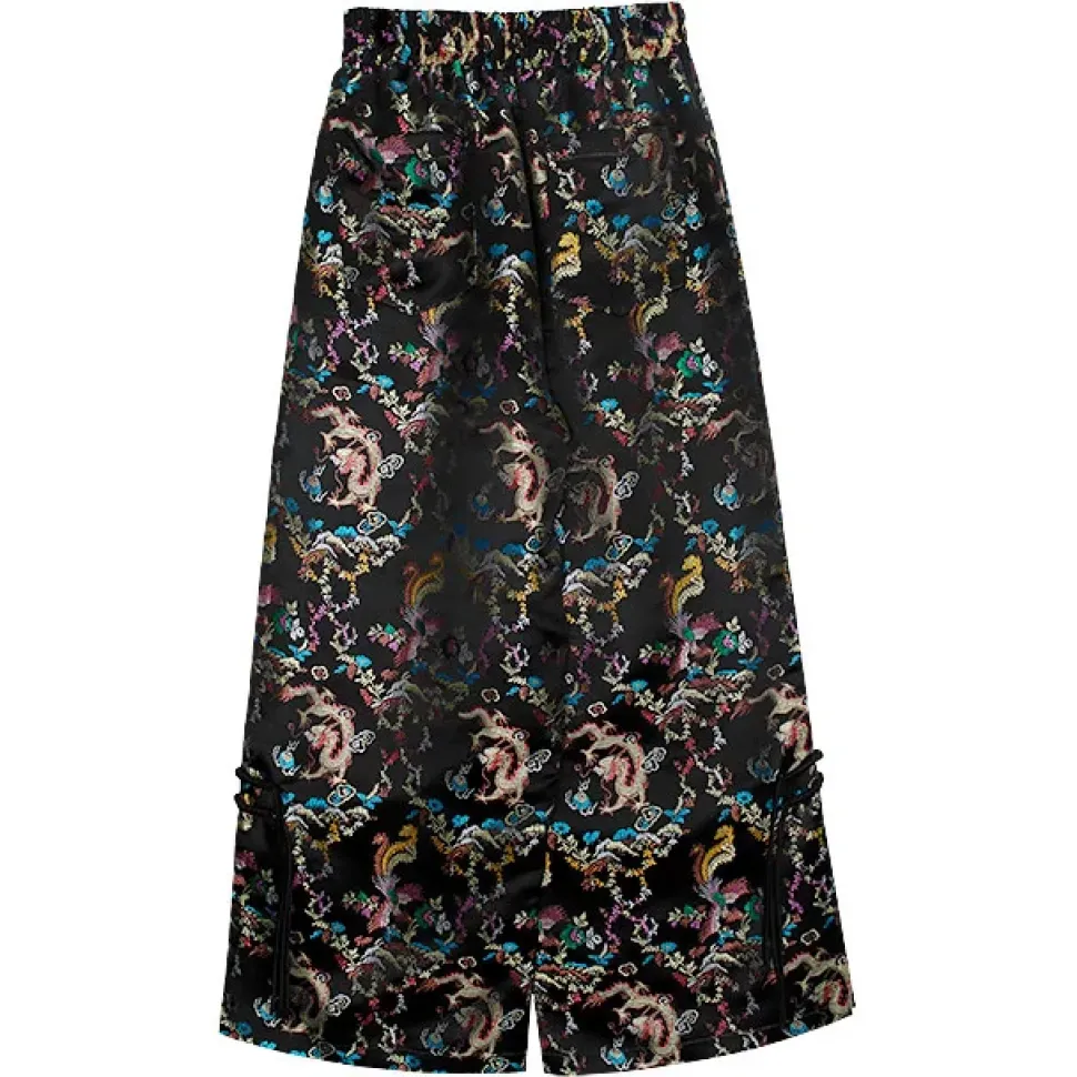 LISTEN FLAVOR Dragon China Brocade Pants Black Dragon