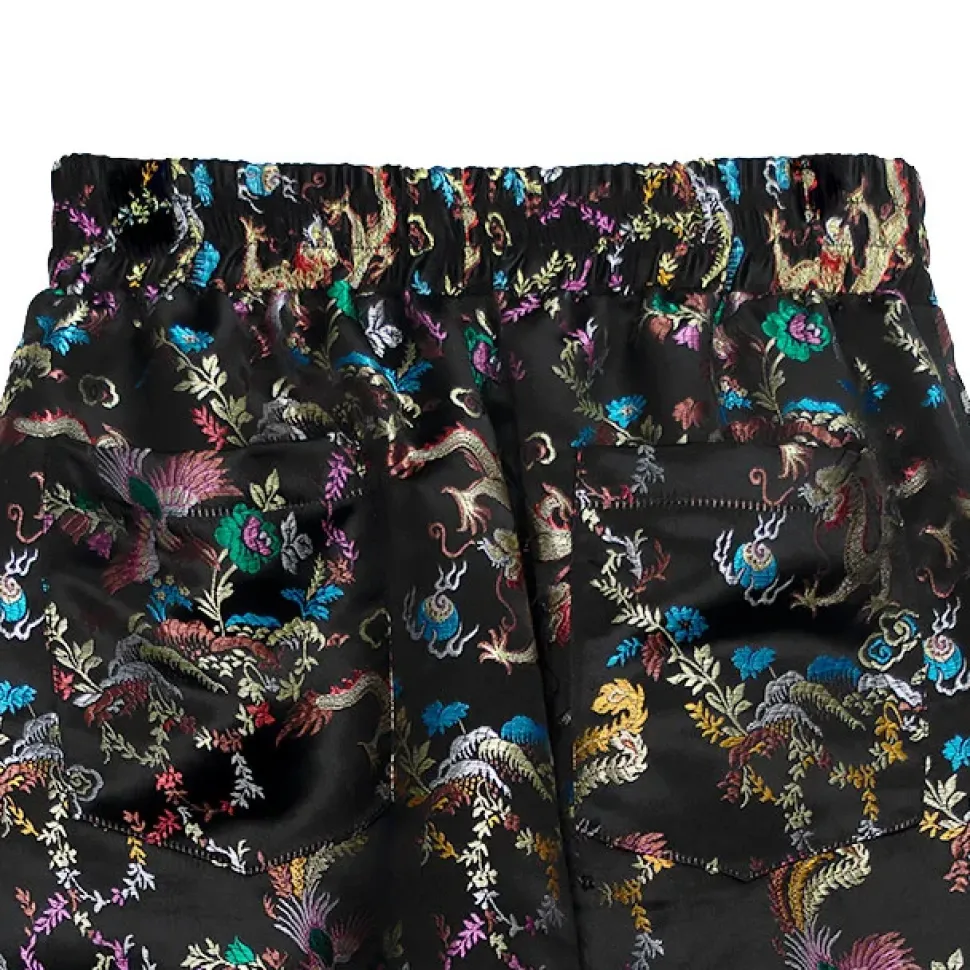 LISTEN FLAVOR Dragon China Brocade Pants Black Dragon