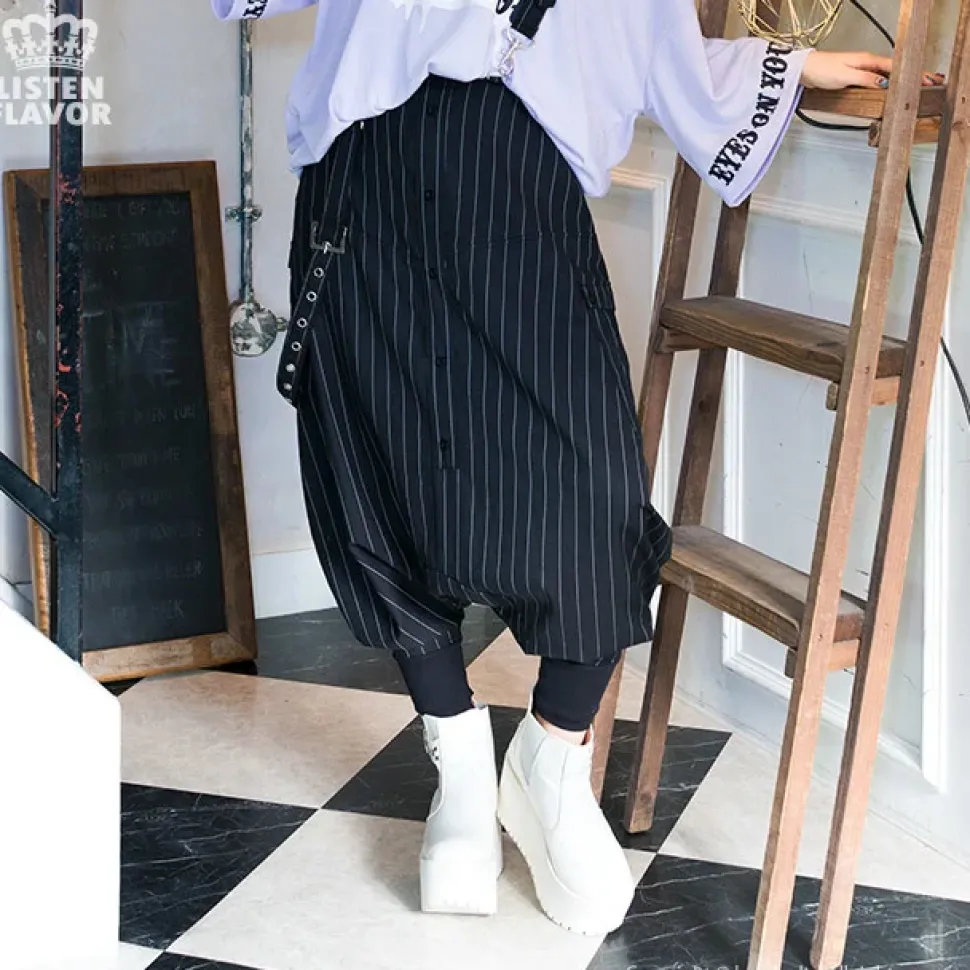 LISTEN FLAVOR Drape Sarouel Pants w/ Suspenders