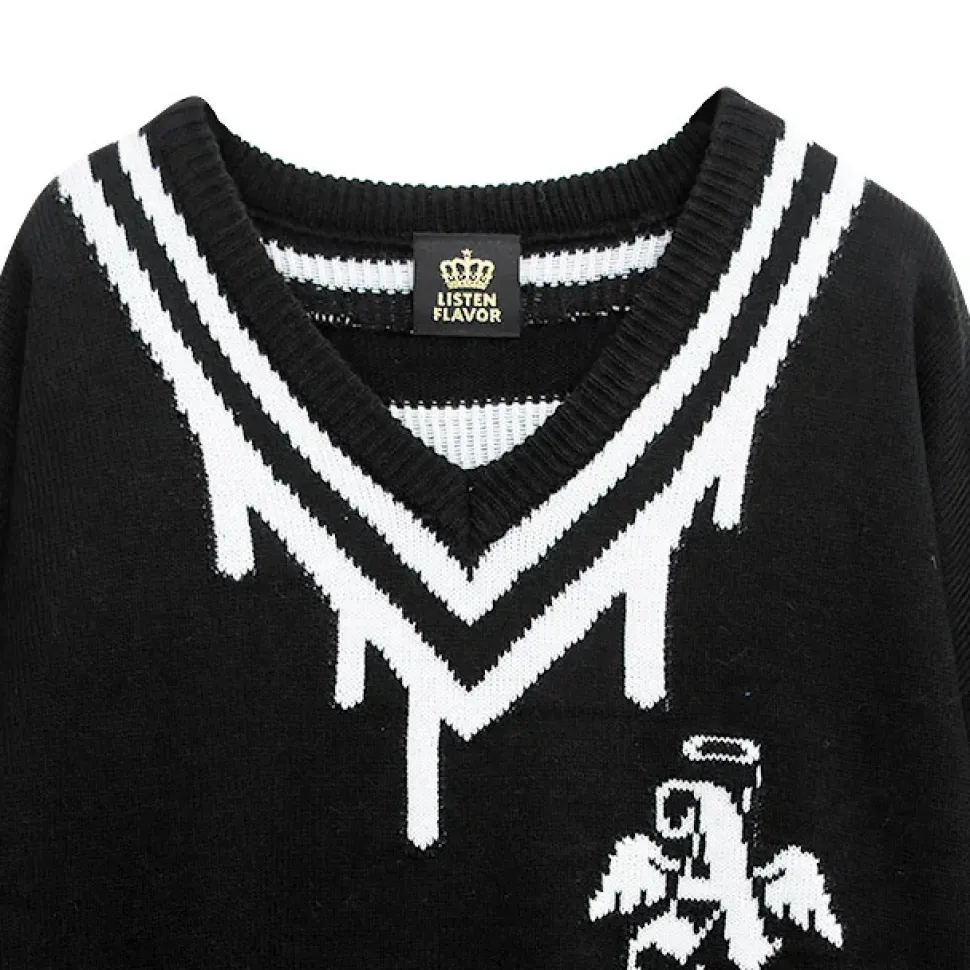 LISTEN FLAVOR Fallen Angel's Melty Line Knit Top