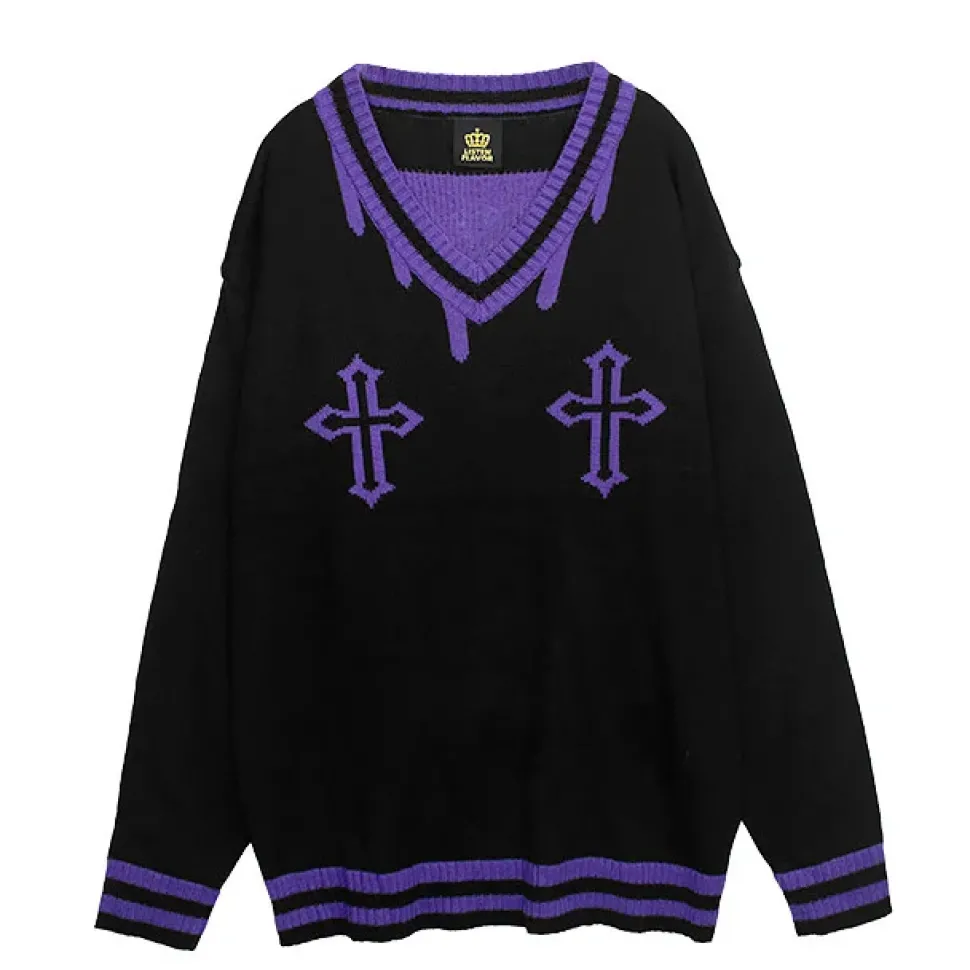 LISTEN FLAVOR Fallen Angel's Melty Line V-neckline Knit