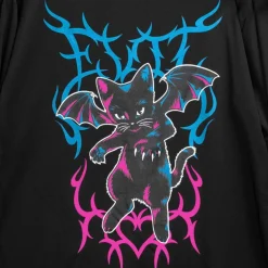 LISTEN FLAVOR Fallen Angel's Black Cat Long Sleeve T-Shirt