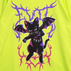 LISTEN FLAVOR Fallen Angel's Black Cat Long Sleeve T-Shirt