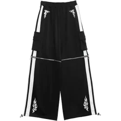 LISTEN FLAVOR Fallen Angel's 2-Way Separate Jersey Pants Black x White