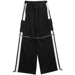 LISTEN FLAVOR Fallen Angel's 2-Way Separate Jersey Pants Black x White
