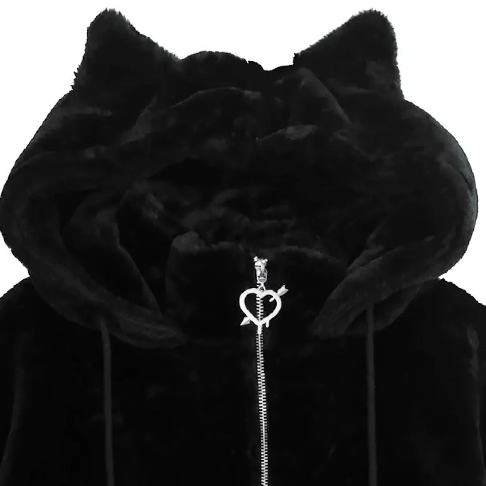 LISTEN FLAVOR Fire Heart Cat Ear Boa Blouson