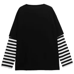 LISTEN FLAVOR Fire Heart Bear Layered-Style Long Sleeve T-Shirt