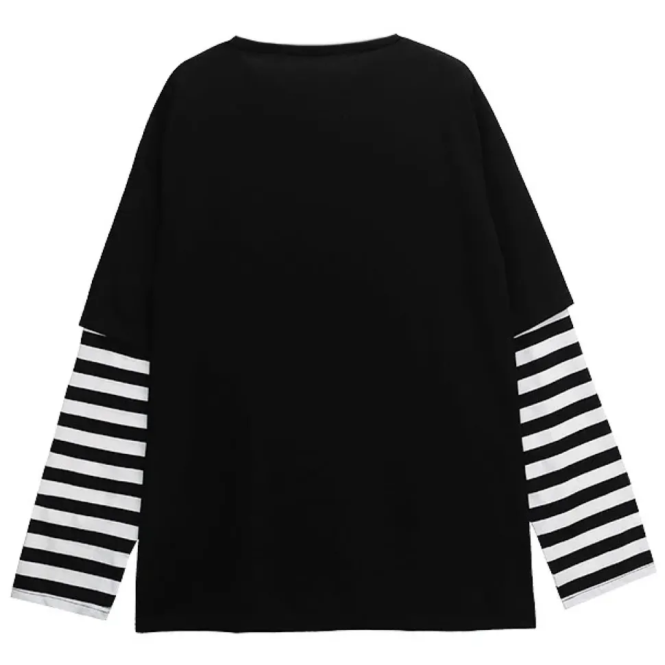 LISTEN FLAVOR Fire Heart Bear Layered-Style Long Sleeve T-Shirt