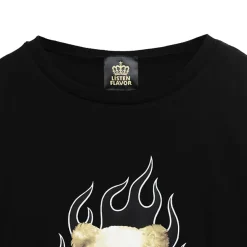 LISTEN FLAVOR Fire Heart Bear Layered-Style Long Sleeve T-Shirt
