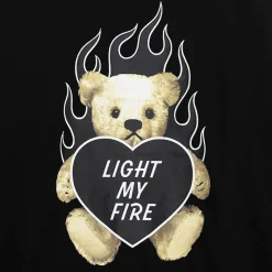 LISTEN FLAVOR Fire Heart Bear Layered-Style Long Sleeve T-Shirt