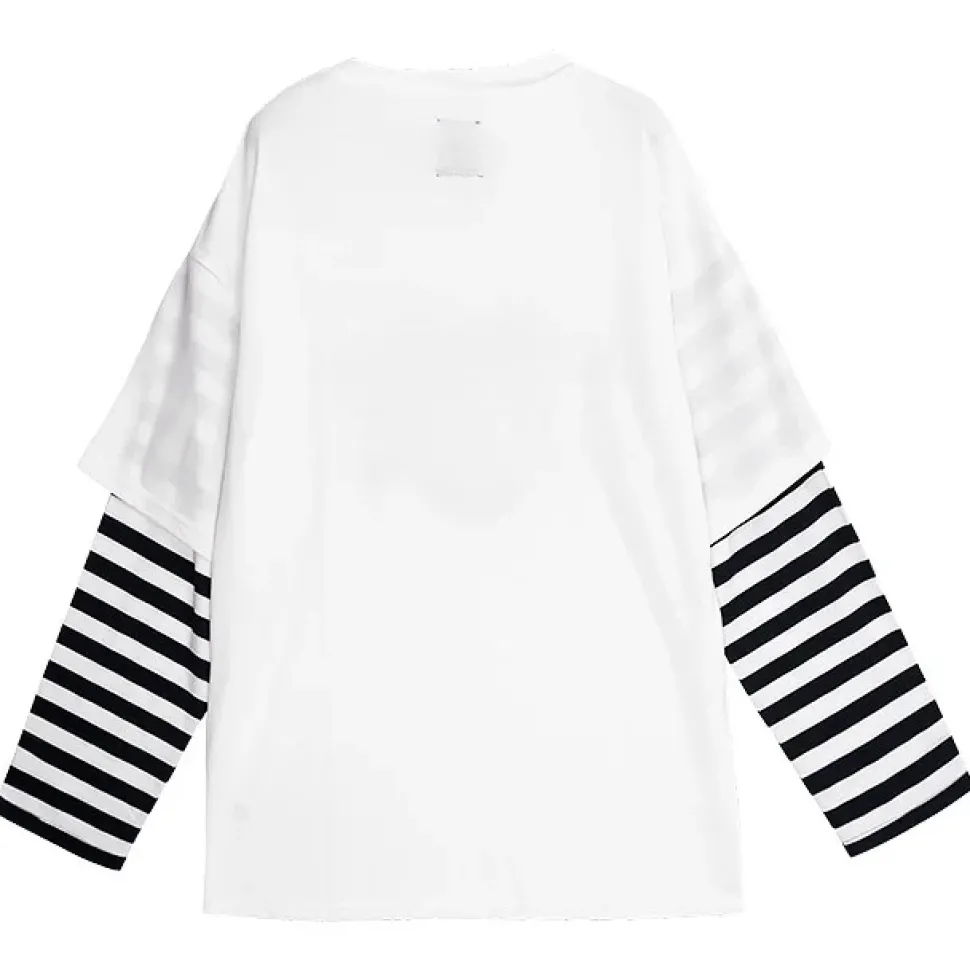 LISTEN FLAVOR Fire Heart Bear Layered-Style Long Sleeve T-Shirt